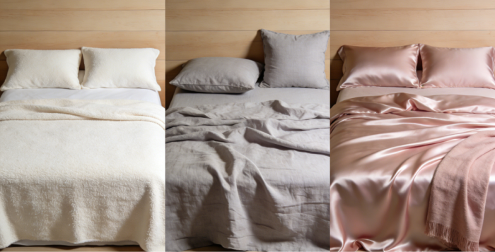 beddings of different fabrics
